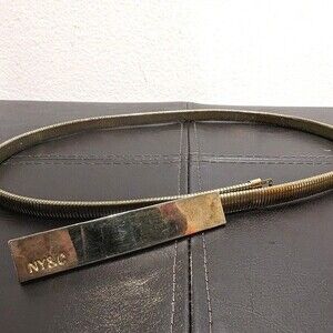 New York & Co Vintage Belt Gold Tone Thin Metal Rope Stretchy Snake Belt